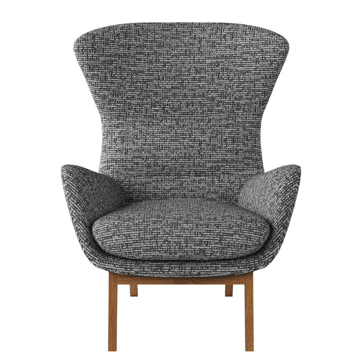 SESSEL mit Holzfüßen - Eichefarben/Grau, Eichenholz/Textil (84/99/96cm) - home24