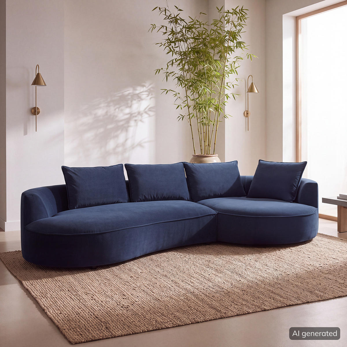 BIGSOFA - Dunkelblau, Naturmaterialien/Kunststoff (322/82/154cm) - home24
