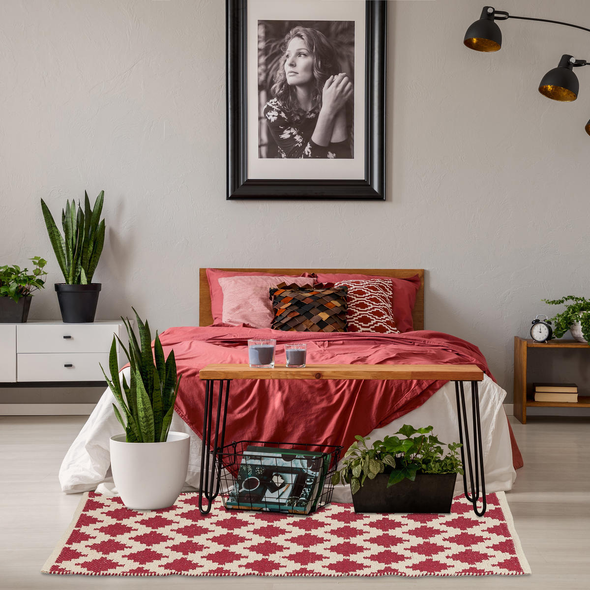 LÄUFER - Beige/Rot, Textil (70/140cm) - Relaxdays