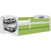 KINDERBETT Emily mit Schublade und Matratze, Grün 70x140 cm - Schwarz/Grün, Holzwerkstoff (140/70cm) - WFL GROUP