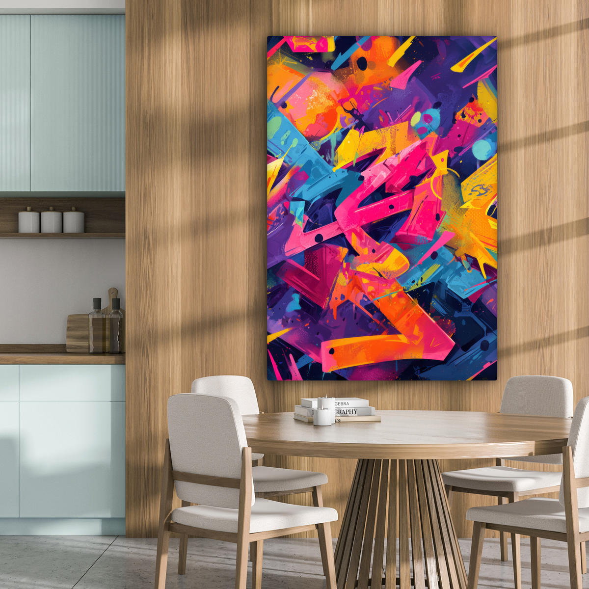 LEINWANDBILD Abstrakt - Formen - Farbenfroh Deko Groß 90x140 cm - Magenta, Textil (90/140cm) - MuchoWow