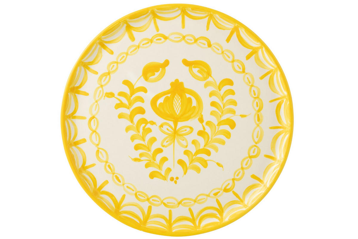 TELLER GRANADA PATTERN - Töpferei - Gelb - Multicolor, Keramik (34cm) - J-Line