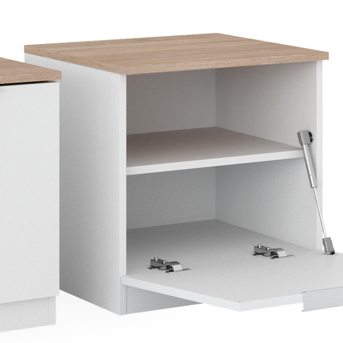 NACHTTISCH Betti Weiß 50 x 50 cm 2er Set - Weiß, Holzwerkstoff (50/50/42cm) - Vicco
