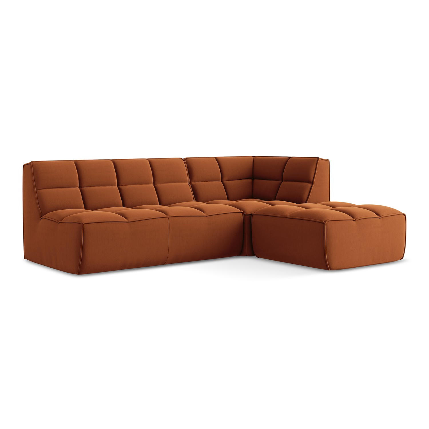 ECKSOFA Beidseitig Samt Stoff Orange - Terracotta/Schwarz, Kunststoff/Textil (258/178cm) - LaMiaSofa
