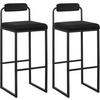 BARHOCKER 2er Set, Hochstuhl, Samt, Schwarz - Schwarz, Textil/Metall (39/95.5/38.5cm) - Woltu