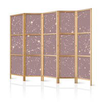 PARAVENT Japanischer 5-tlg 225x172 cm Sterne - Rosa, Holz/Textil (225/172/3cm) - Muralo