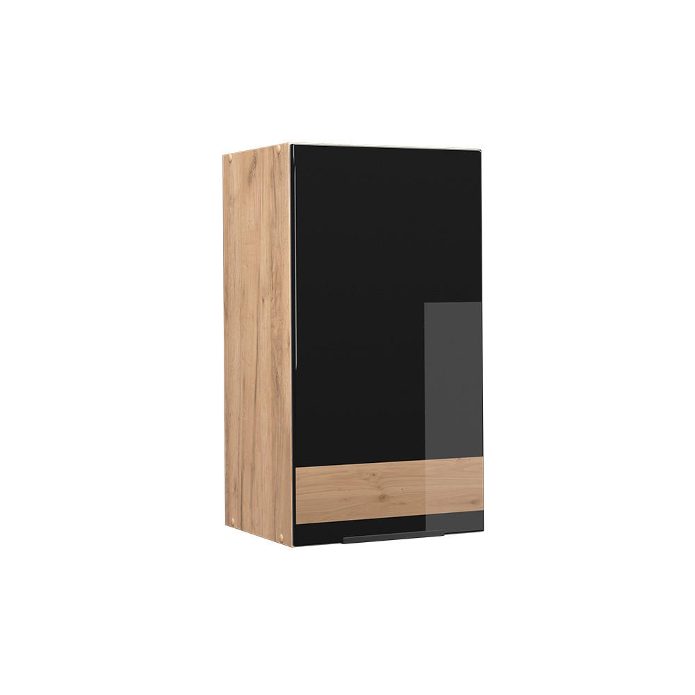 HÄNGESCHRANK Fame-Line Schwarz Eiche hochglanz 40 cm - Honigeiche/Schwarz Hochglanz, Holzwerkstoff (40/72/34.1cm) - Vicco