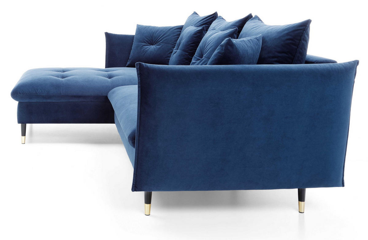 ECKSOFA 260 cm Sagir mit Schalffunktion, Bettkasten, Links - Dunkelblau - Schwarz/Dunkelblau, Holz (167/258cm) - Emporius