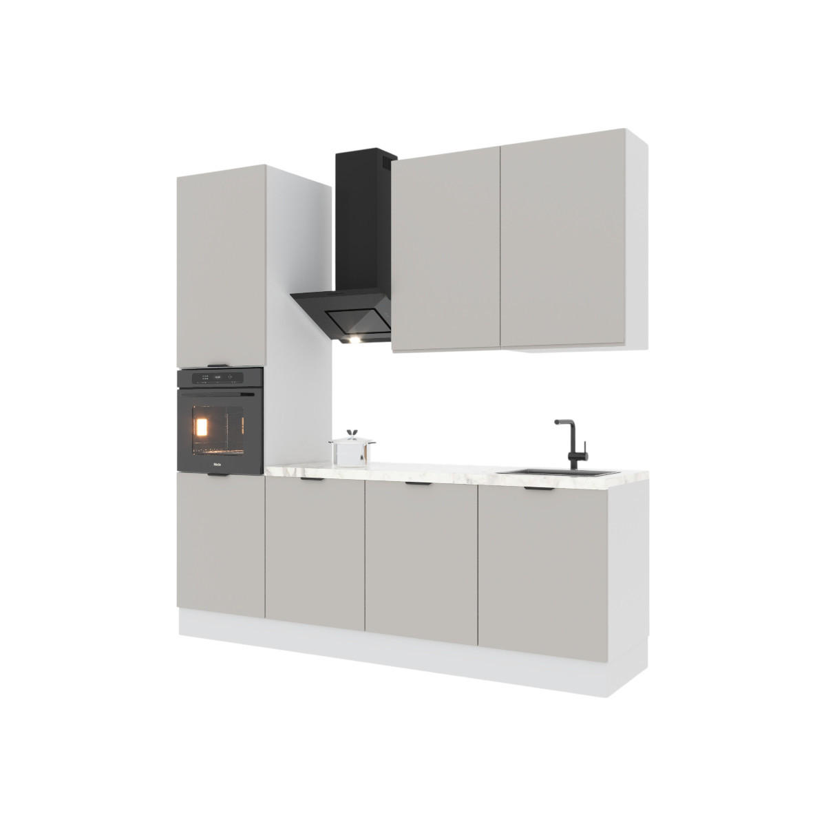 KÜCHENZEILE 240 cm Livaro – KU-S31 – Beige / Weiß - Beige/Weiß, Holzwerkstoff (240/247/60cm) - hi-markt