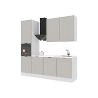 KÜCHENZEILE 240 cm Livaro – KU-S31 – Beige / Weiß - Beige/Weiß, Holzwerkstoff (240/247/60cm) - hi-markt