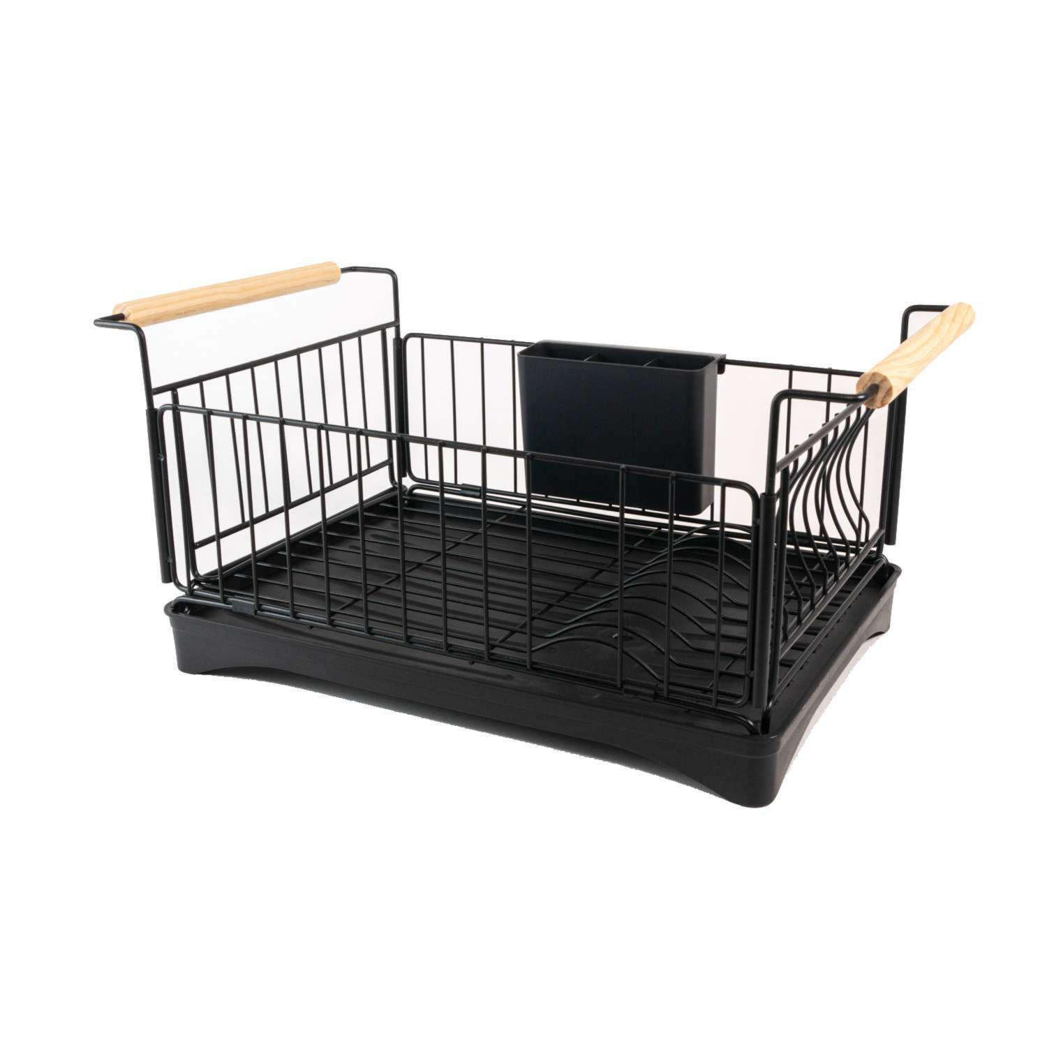 GESCHIRR-ABTROPFGESTELL mit Abtropfschale - Schwarz, Metall (29/23.5/50cm) - Intirilife