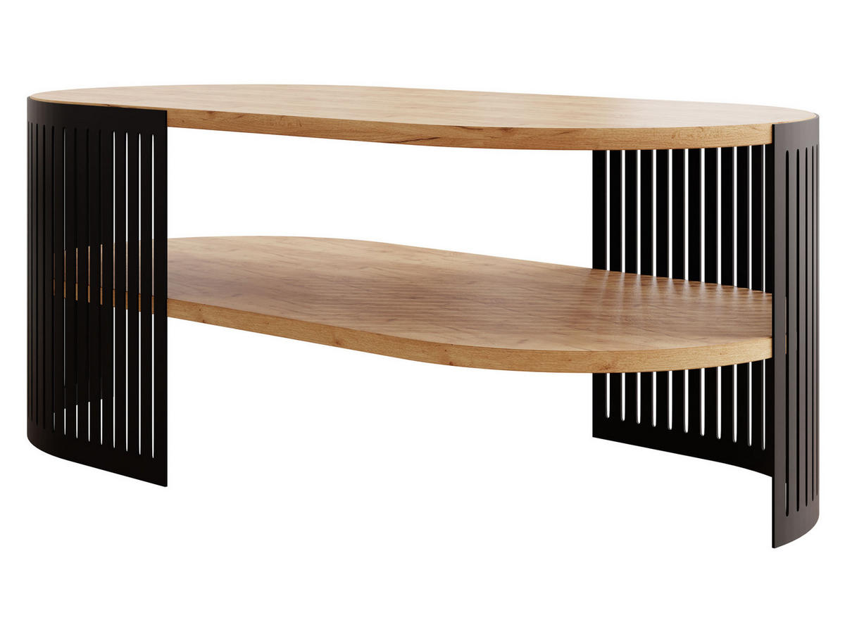 COUCHSITCH Fikoli Oval II - Eichefarben/Schwarz, Holzwerkstoff/Metall (100/50/40cm) - MIRJAN24