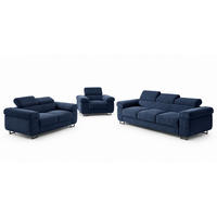 GUSTAW Sitzgarnitur 3+2+1, Schlafsofa 3-Sitzer, Cordbezug Blau - Blau, Textil (225/92/101cm) - KS Home Concept