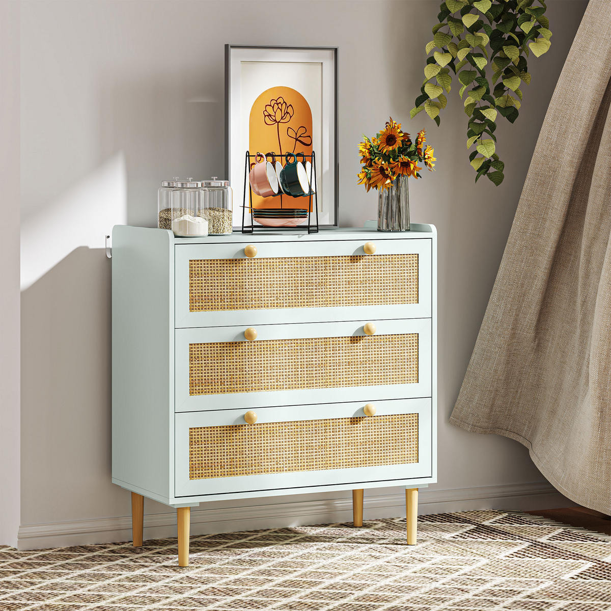 KOMMODE mit 3 Schubladen, Hellblau, 80 x 40 x 87,5 cm - Hellblau, Holzwerkstoff (80/87.5/40cm) - HOMCOM