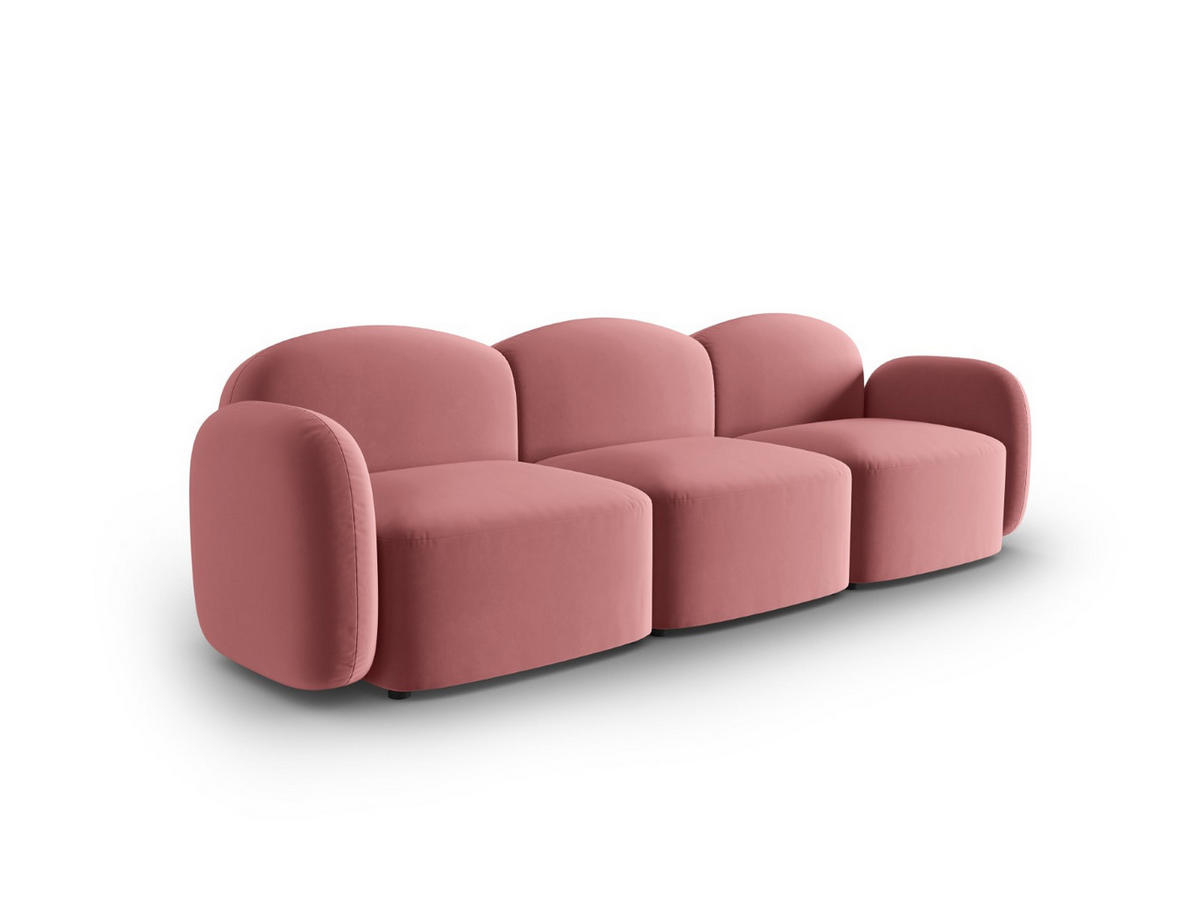 SOFA Blair aus Samt lachs 3 Sitzplätze - Pink, Textil (87/80/272cm) - Micadoni