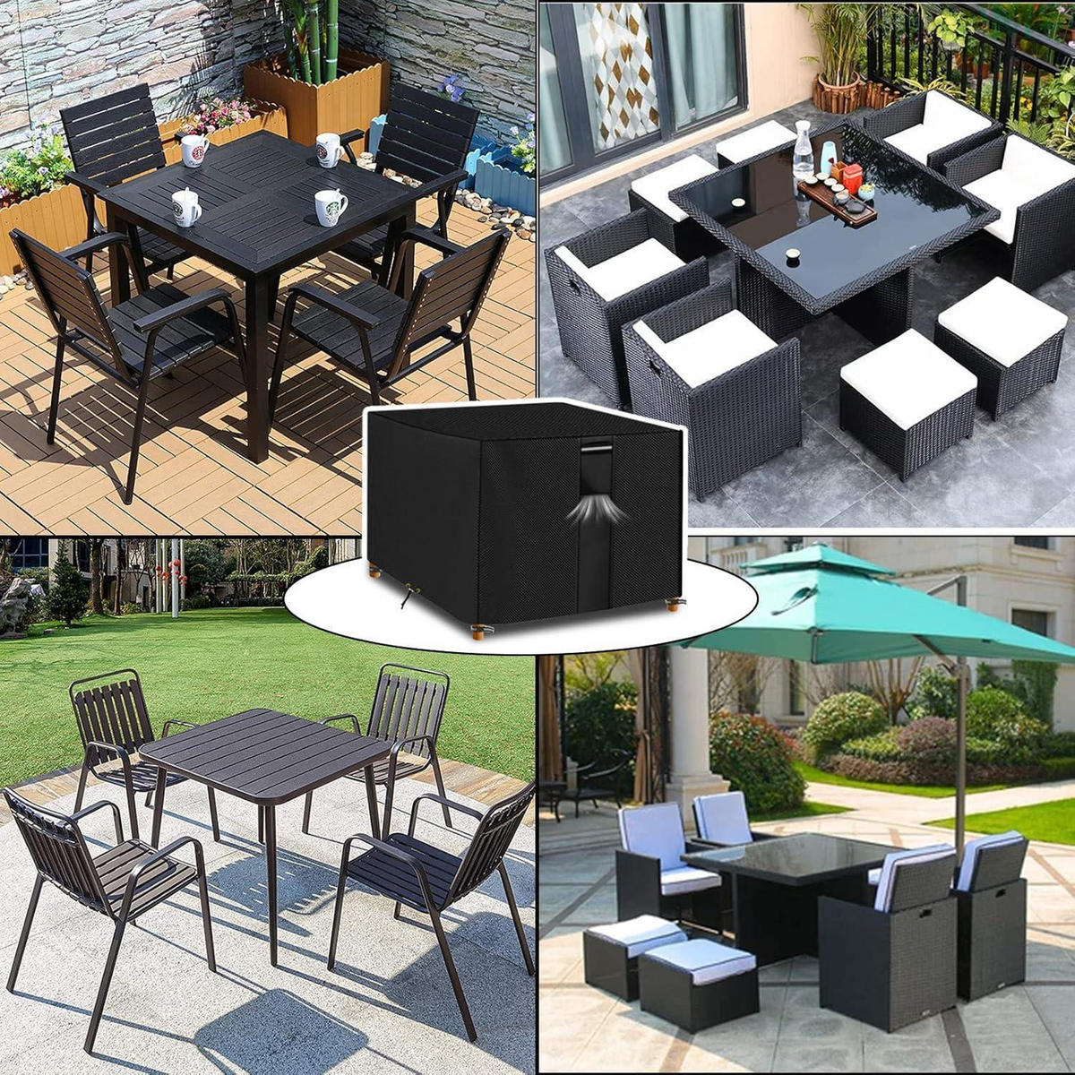 GARTENMÖBEL-ABDECKUNG 135 x 135 x 71 cm Schwarz - Schwarz, Kunststoff (25.5/5.3/35cm)