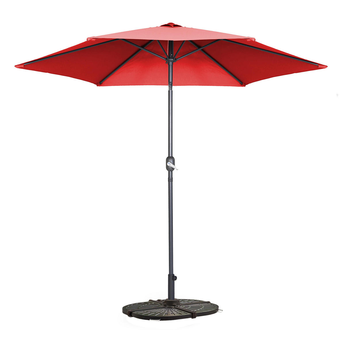 SONNENSCHIRM 3x3m mit 4 Gewichtsplatten, Rot - Rot, Metall (300/300cm) - Oviala