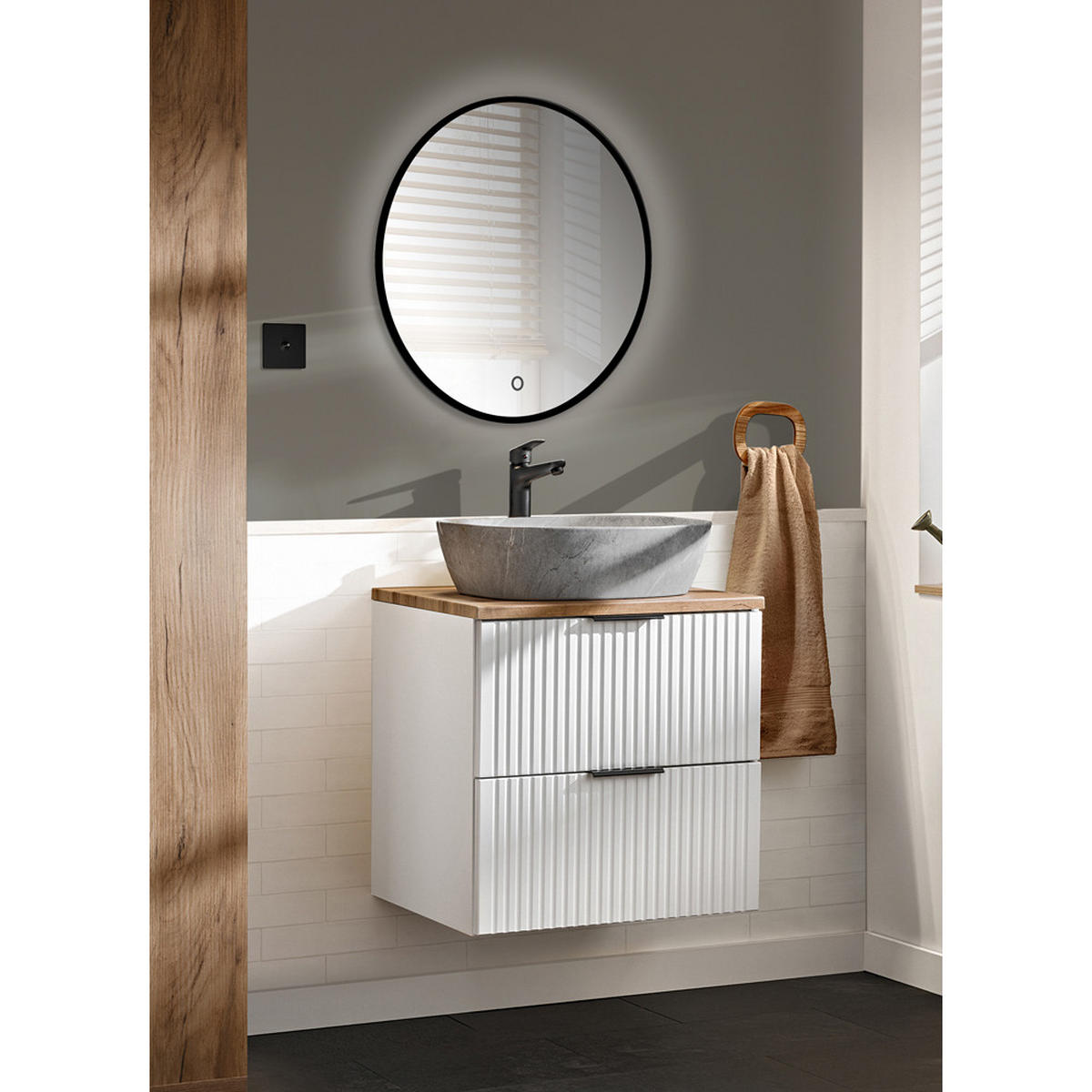 BADMÖBEL-SET 2-TLG. Adelaide-56 - Weiß, Holzwerkstoff (61/200/47cm) - Lomado