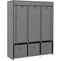 KLEIDERSCHRANK aus Stahl 125x43x162,5 cm Dunkelgrau mit Reißverschluss, 2 Kleiderstangen und 3 Stoffschubladen - Dunkelgrau, Metall (125/162.5/43cm) - Modfu