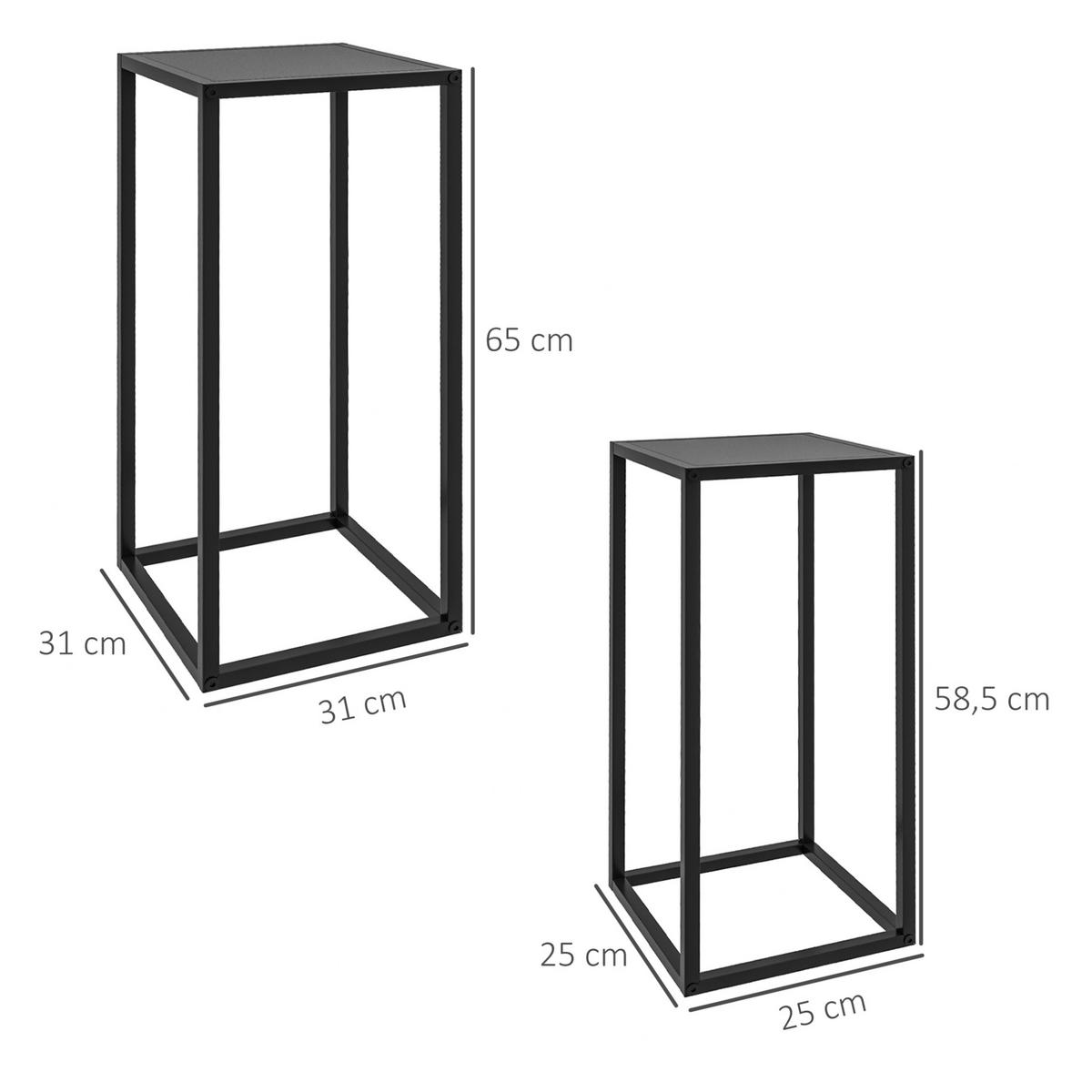 BLUMENTREPPE aus Stahl 25x25x58,5/31x31x65 cm in Schwarz platzsparend - Schwarz, Metall (31/65/31cm) - Modfu
