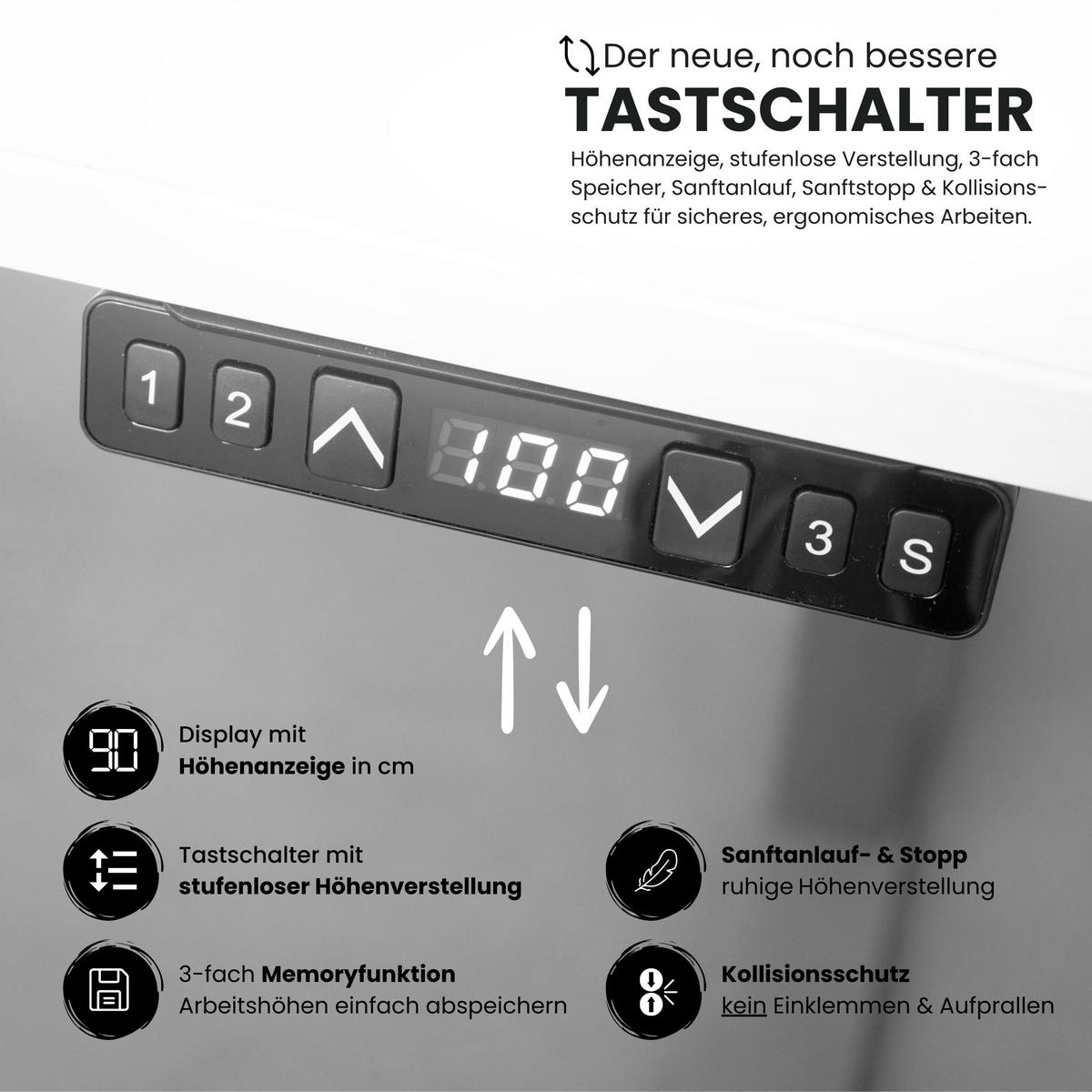 SCHREIBTISCH elektrisch XMKA 80/160/74 cm in Ahornfarben/Graphitfarben - Ahornfarben/Graphitfarben, Holzwerkstoff (80/160/74cm) - bümö