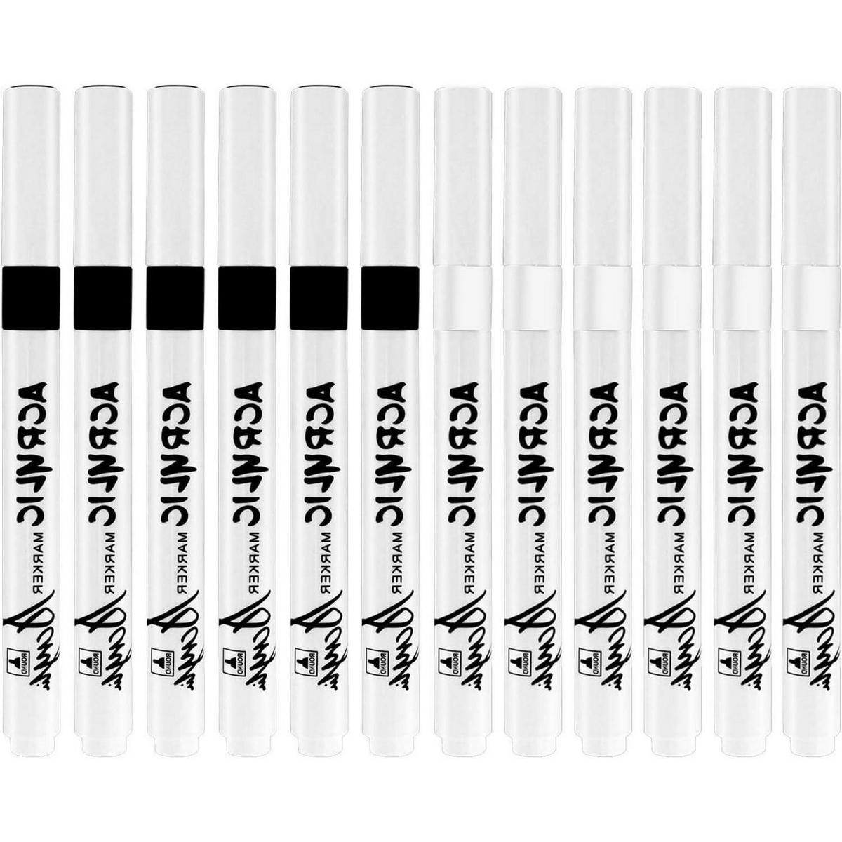 ACRYLMARKER Set 4.0 mm Spitze Schwarz Weiß - Weiß, Kunststoff (1/1/14cm)