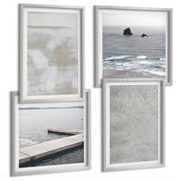 BILDER SET 4er Set - 50x50 cm & 40x60 cm Silberner Rahmen - Abstraktes Design, moderne Texturen - Silberfarben, Kunststoff (50/50cm) - TULUP