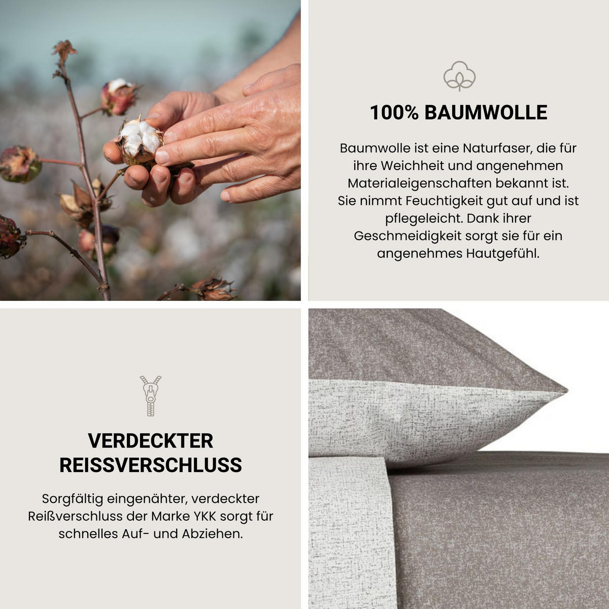 BETTWÄSCHESET Vinnie - Renforcé - 2-teilig - 155x220 cm - Grau - Grau, Textil (155/220cm) - SCHIESSER