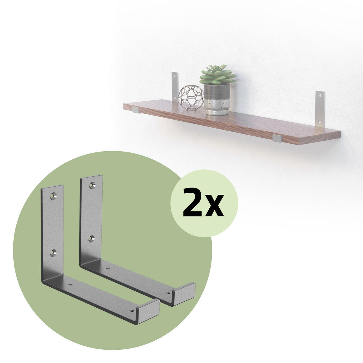 REGALHALTERUNG 2er Set - Grau, Metall (14/4/20cm) - ML-DESIGN