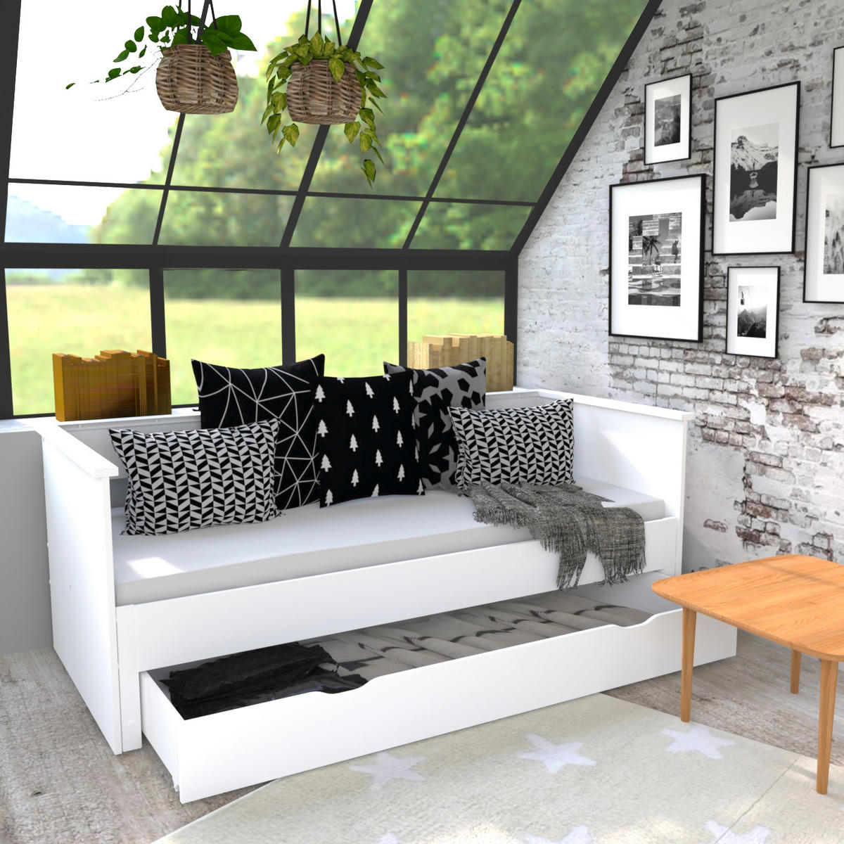 AUSZIEHBETT 80x200 cm, Weiß - Weiß, Holz/Holzwerkstoff (160/200cm) - Weber Industries