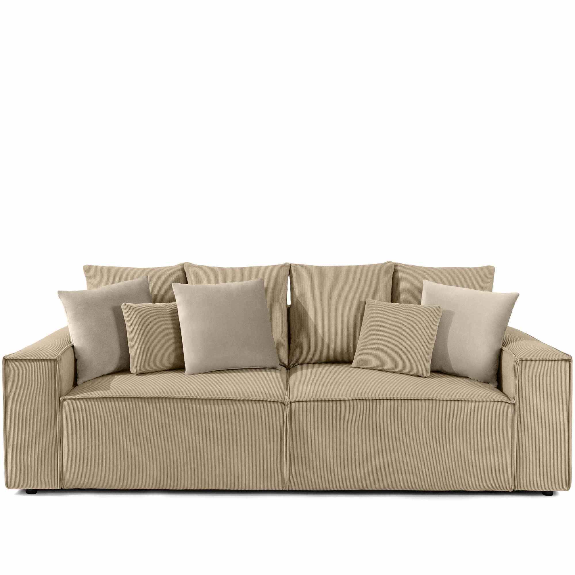 SCHLAFSOFA NAPI III 3-sitzer mit Kissen,Creme - Creme, Holz/Textil (244/89/101cm) - KONSIMO®