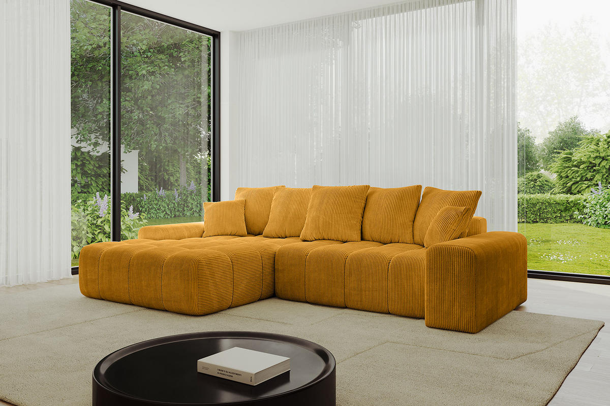 ECKSOFA Ottomane Links ENSI-L - 267x164x88 cm Currygelb - Currygelb, Holzwerkstoff/Kunststoff (267/164cm) - ALTDECOR