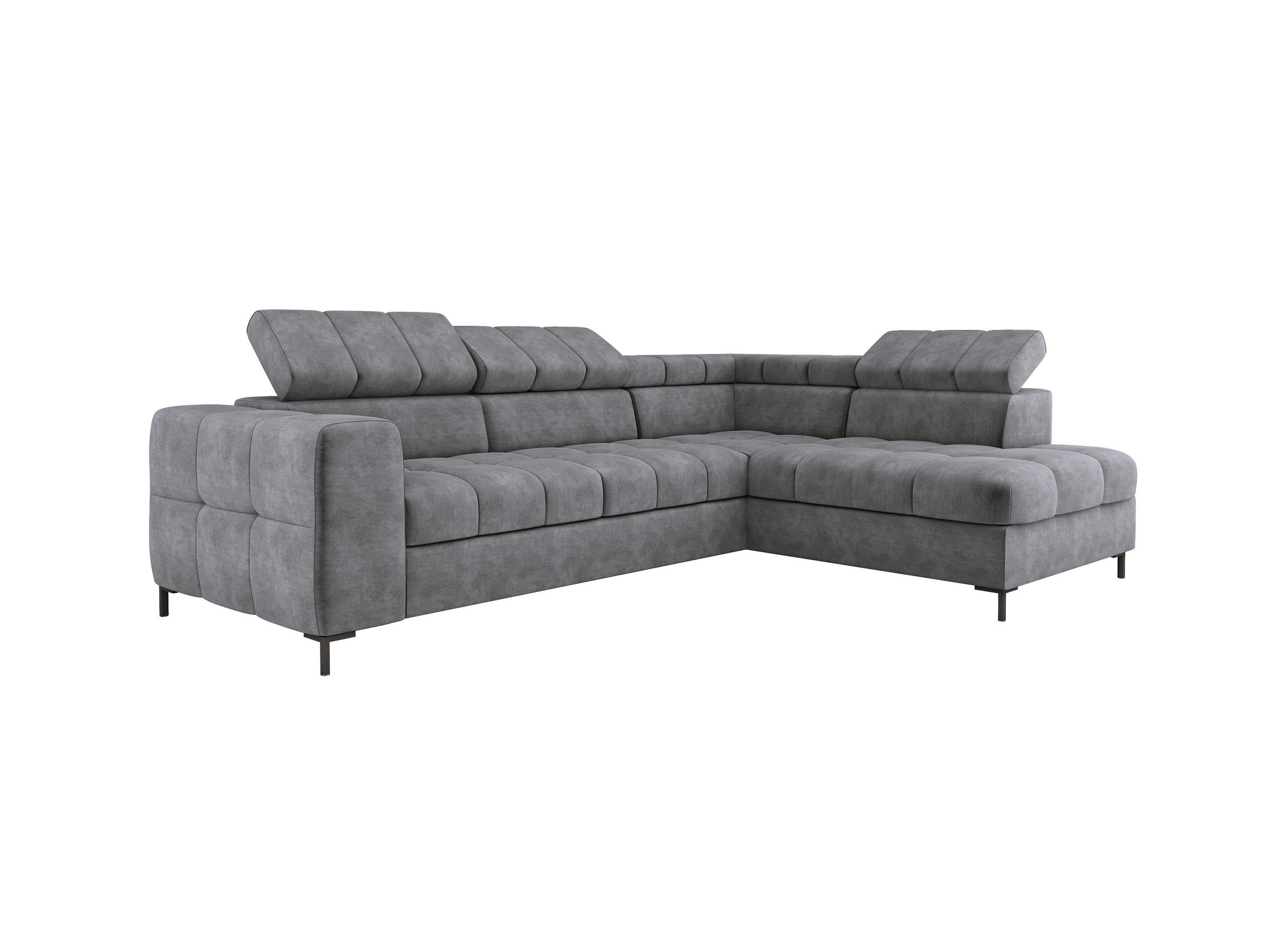 ECKSOFA PABLOS Cloud, L-förmig, Moderne, mit verstellbarem Kopfteil, Schlaf- & Lagermöglichkeiten, freistehend, RECHTS 279x201x97 cm Grey - Grau, Holz/Textil (279/201cm) - DomoHome