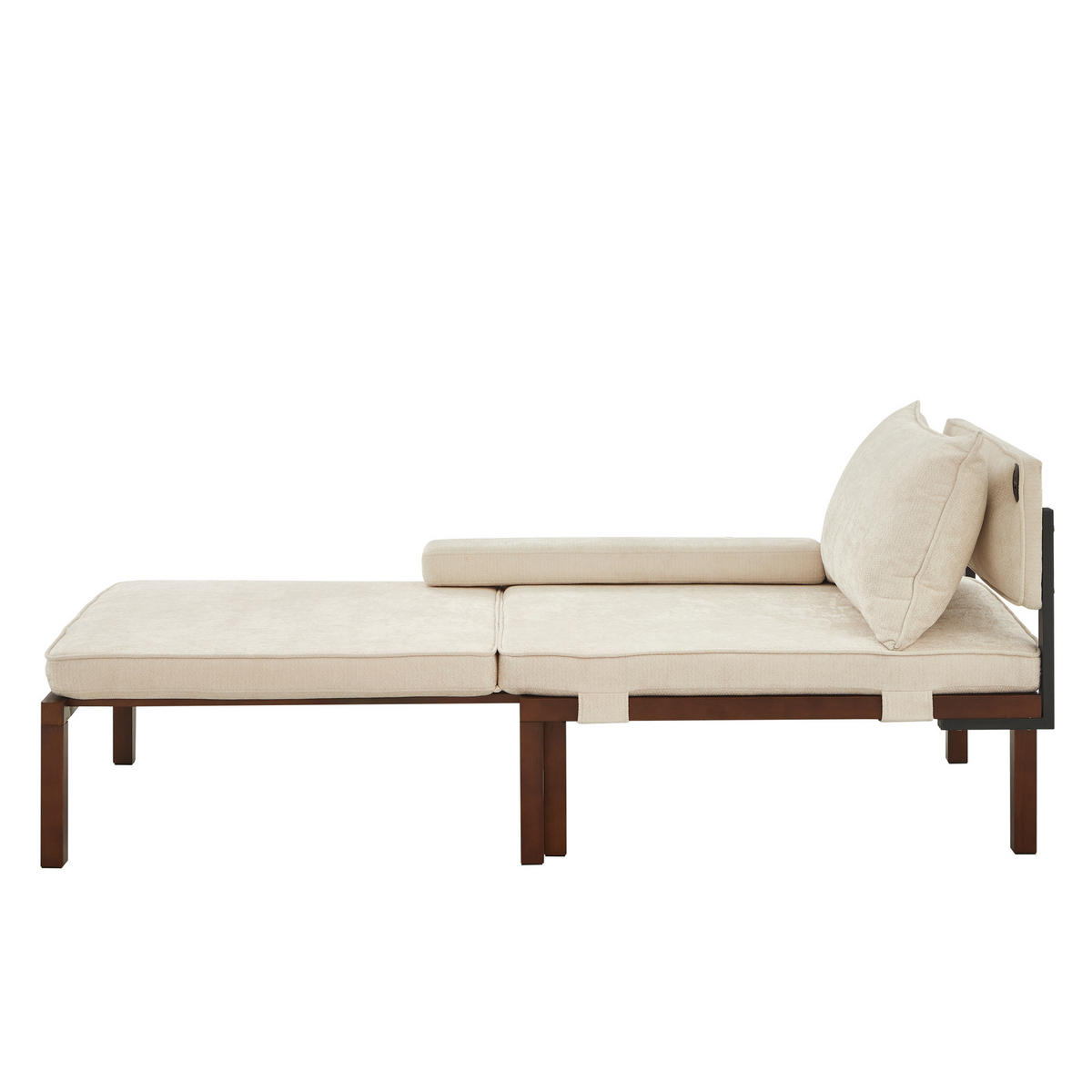 SCHLAFSESSEL mit Schlaffunktion, ausziehbar mit USB- und Type-C-Anschluss, platzsparendes 2-in-1-Design, Beige - Beige, Textil (82/79/176cm) - Redom