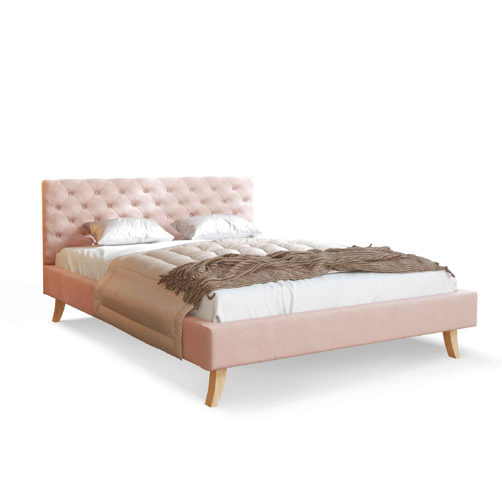 POLSTERBETT ZUZA altrosa - Hellrosa/Birkefarben, Holz/Holzwerkstoff (140/200cm) - FDM