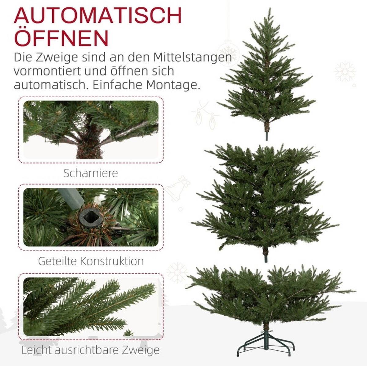 WEIHNACHTSBÄUME 110/110/183 cm grün aus Kunststoff mit Schnellaufbau - Grün, Kunststoff (183cm) - OKWISH
