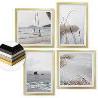 WANDBILDER 4er Set - 50x50 cm & 40x60 cm Goldrahmen - Vegetation am Wasser im Sommer - Goldfarben, Kunststoff (50/50cm) - ArtPrintCave