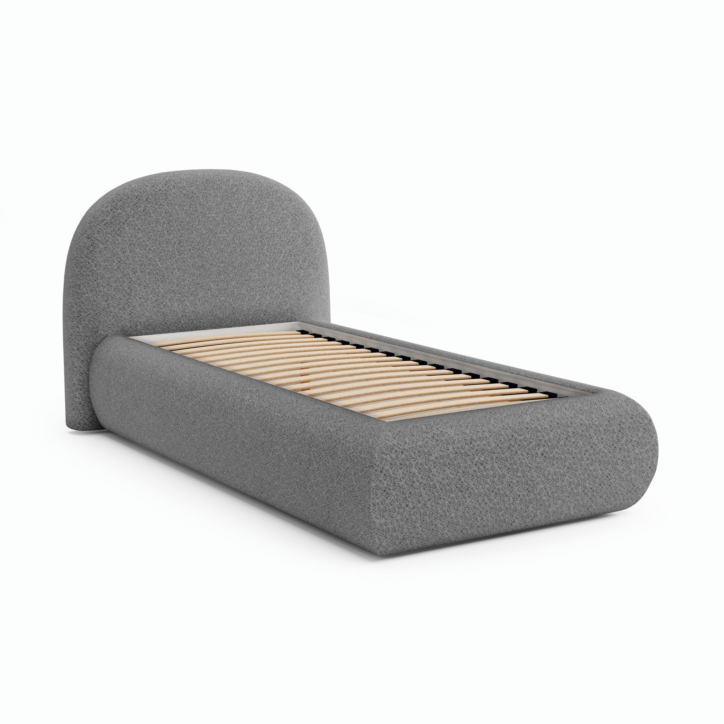 Beautysofa ČALOUNĚNÁ POSTEL Motti 90×200, jednolůžko s úložným prostorem, bez matrace, tmavě šedá