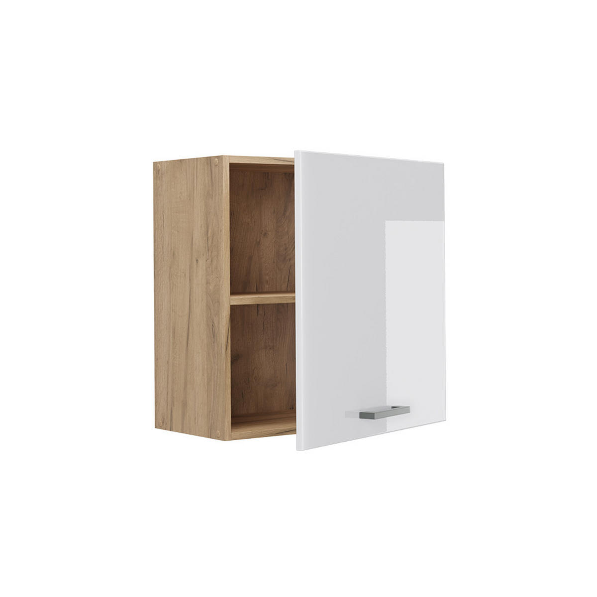 DULAP DE PERETE R-Line, Alb lucios ridicat/Stejar auriu, 60 cm cu 1 ușă - stejar miere/alb lucios, compozit lemnos (60/60/31cm) - Vicco