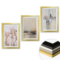 WANDBILDER 3er Set - 20x30 cm Goldrahmen - Abstrakte Vegetationsmuster - Goldfarben, Kunststoff (20/30cm) - ArtPrintCave