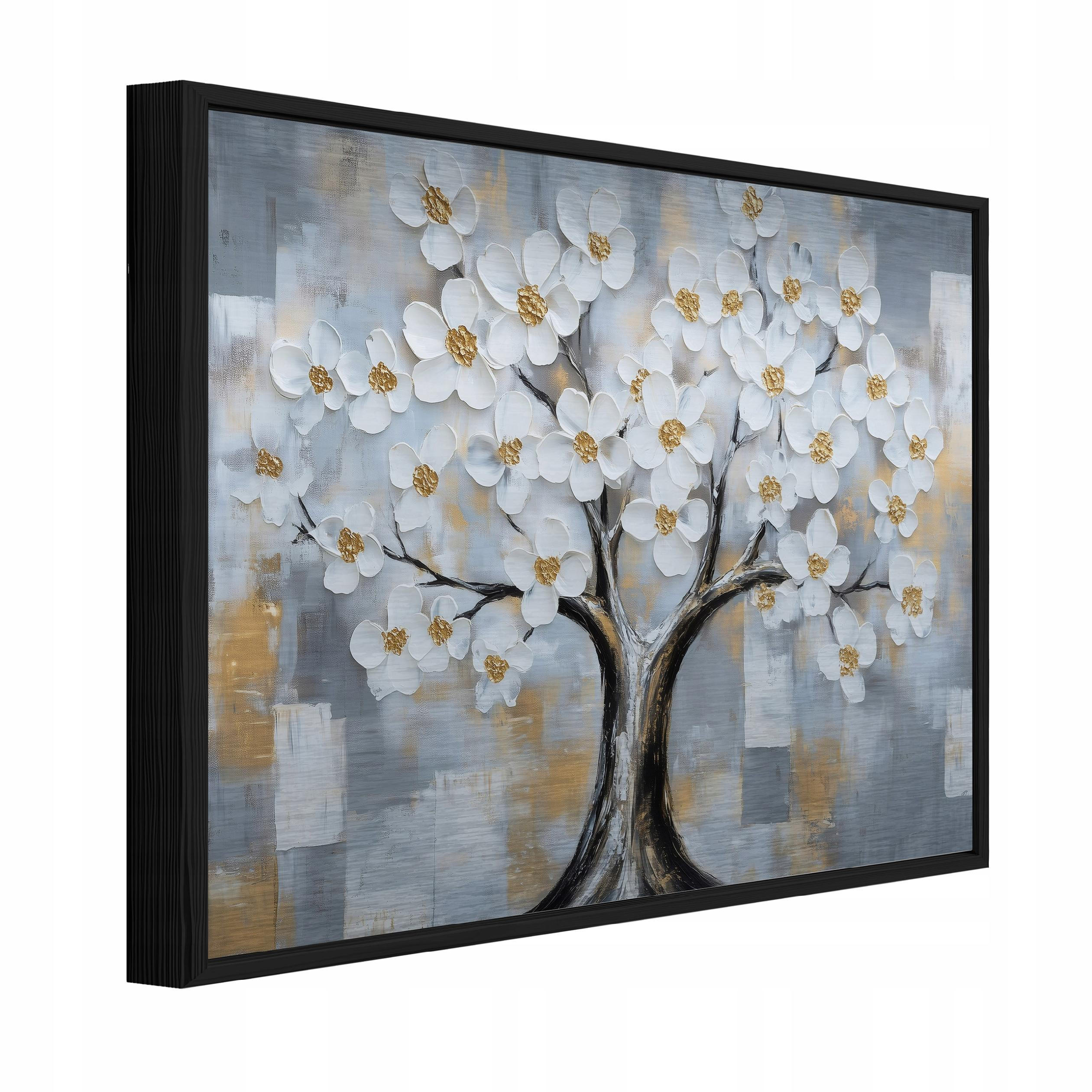 Wallarena ZARÁMOVANÉ obrazy strom květiny šedá 120x80 cm