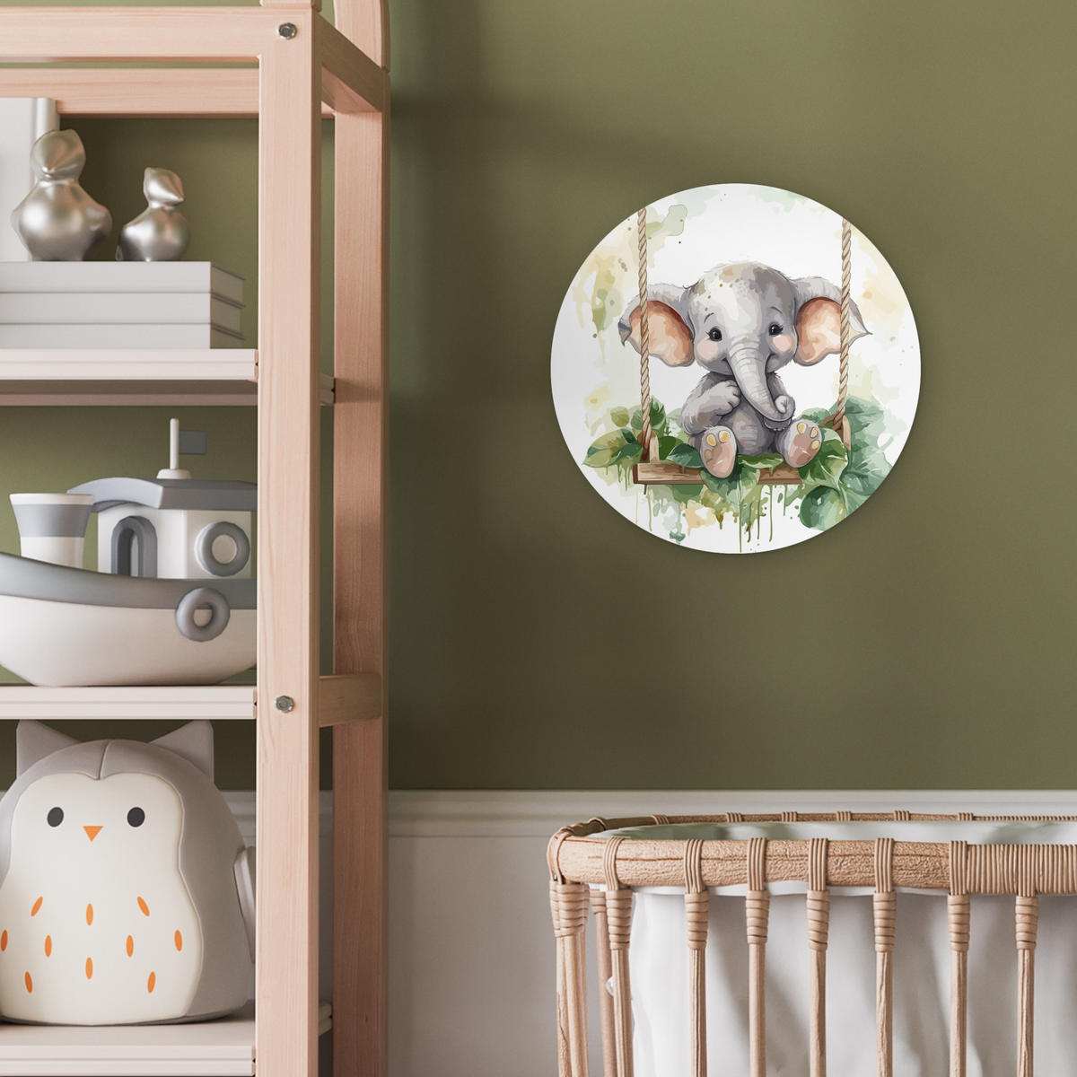WANDBILD Elefant - Tier - Kinder - Dschungel 30x30 cm - Hellgrau, Kunststoff (30/30cm) - MuchoWow