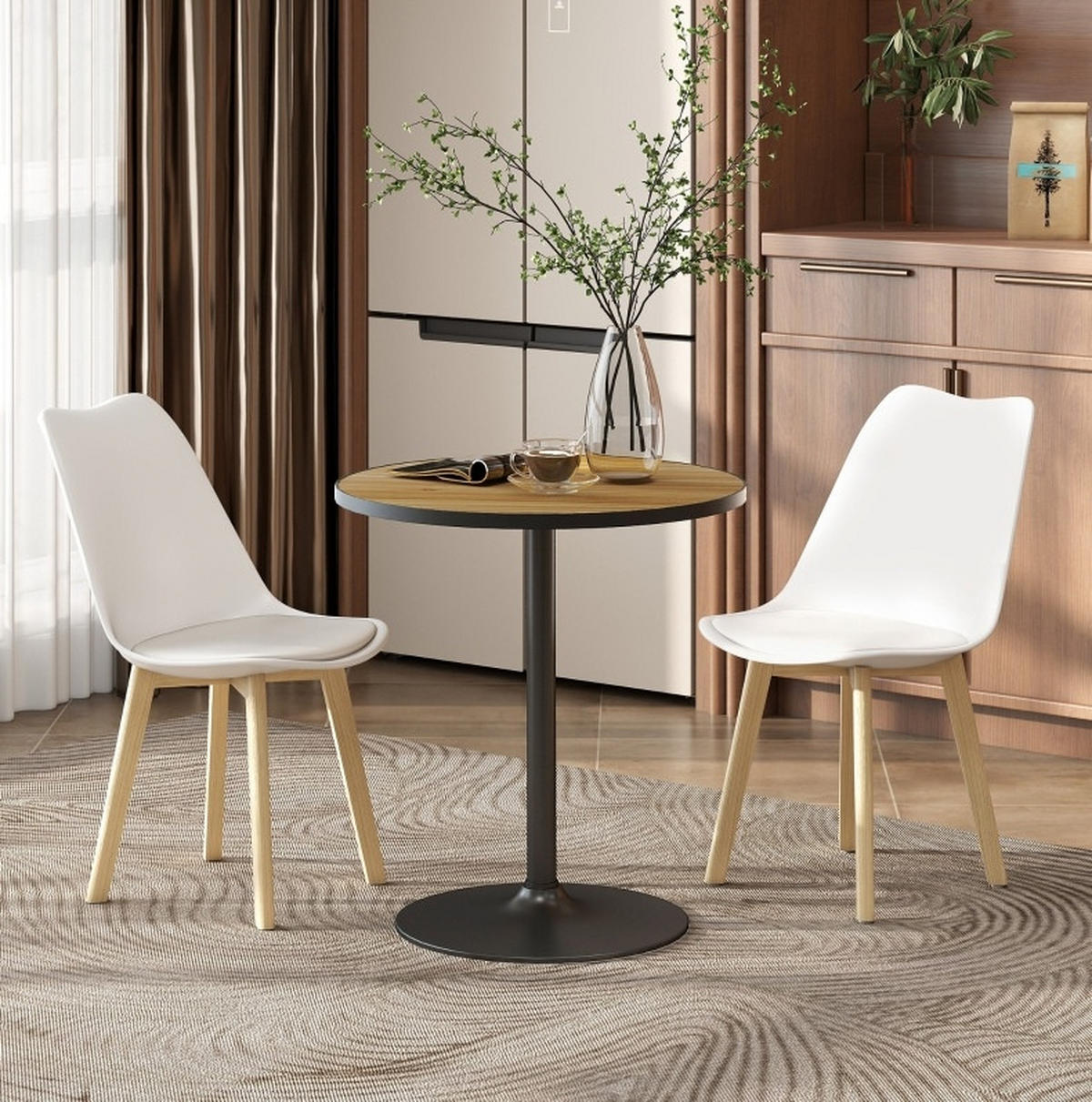 ESSTISCH 70/70/76 cm eiche platzsparend mit stabiler Rundbasis aus Holz - Eichefarben, Holz (70/70/76cm) - OKWISH