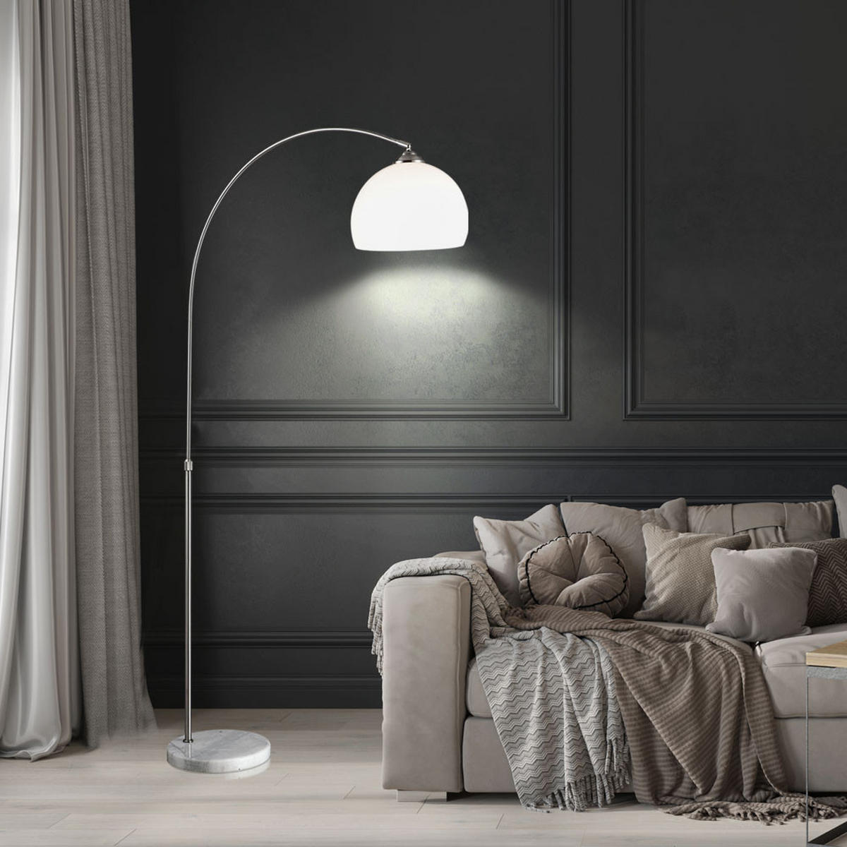 LED STEHLEUCHTE NEWCASTLE Silber Metall - Silberfarben, Metall (92/30/196cm) - Globo Lighting