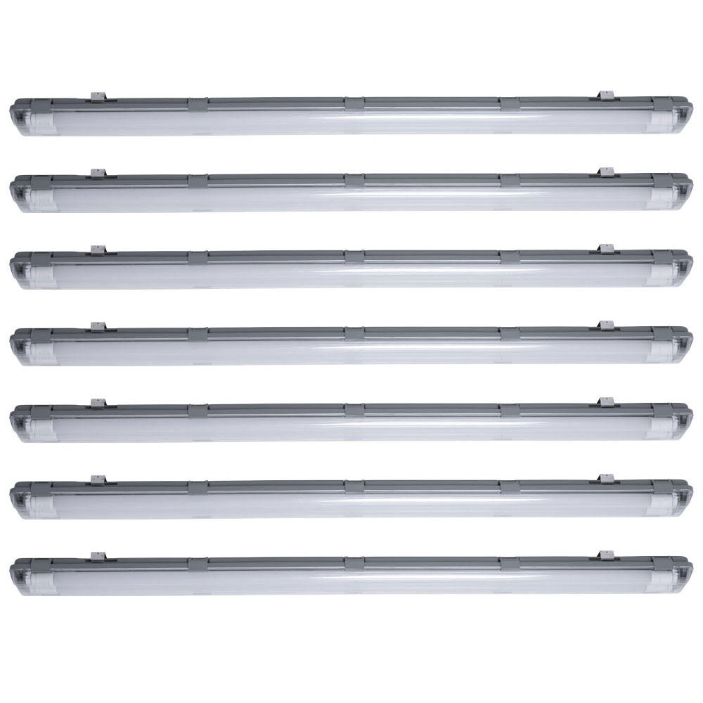 LED DECKENLEUCHTE Grau Kunststoff 7er Set - Grau, Kunststoff (156/9.6/5.8cm)