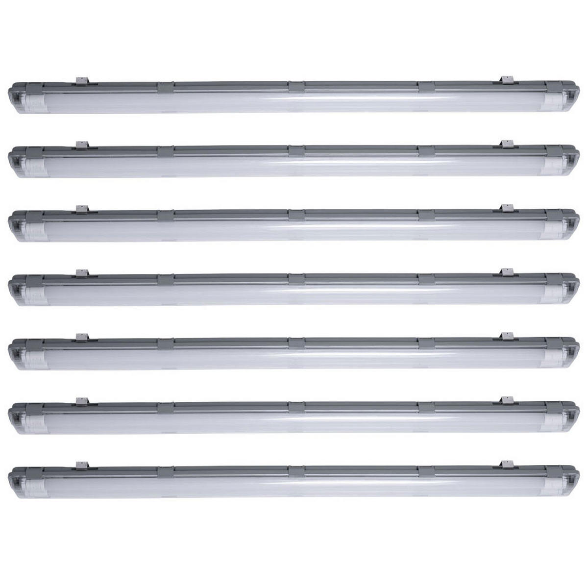 LED DECKENLEUCHTE Grau Kunststoff 7er Set - Grau, Kunststoff (156/9.6/5.8cm)