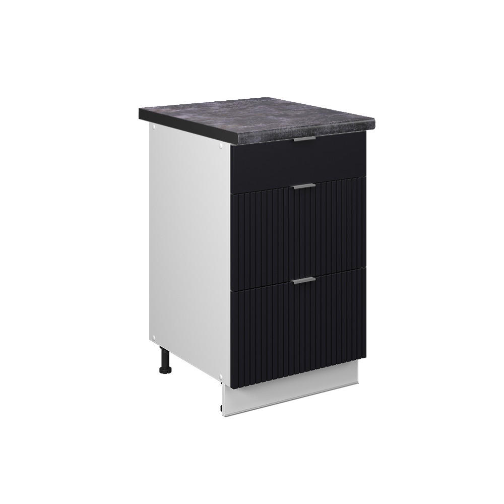 KÜCHENSCHRÄNKE Fame-Line, Schwarz gestreift, 50 cm, AP Anthrazit - Schwarz/Weiß, Holzwerkstoff (50/82/60cm) - Vicco