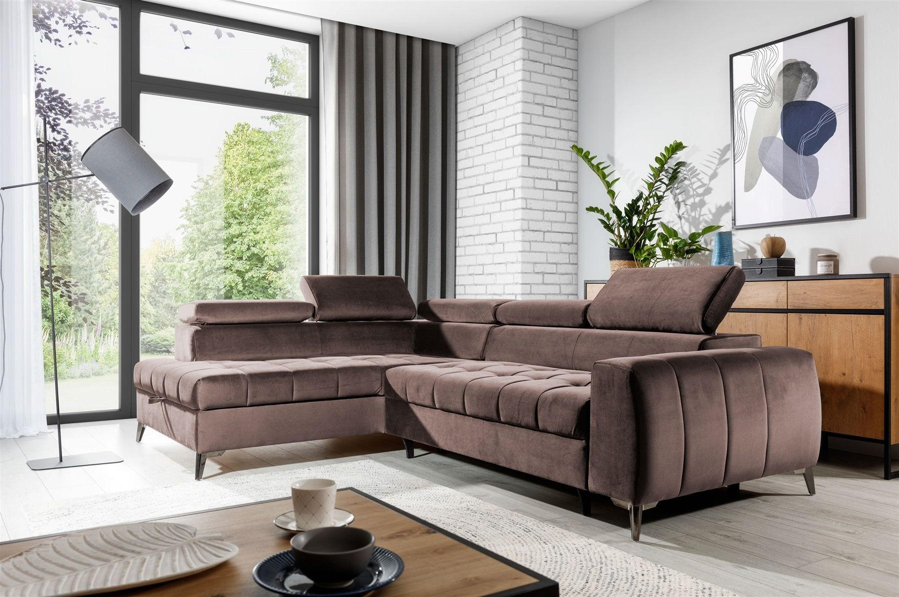 ECKSOFA Schlafsofa Agnesa In Salvador - Braun, Holzwerkstoff/Textil (275/200cm) - Fun Möbel