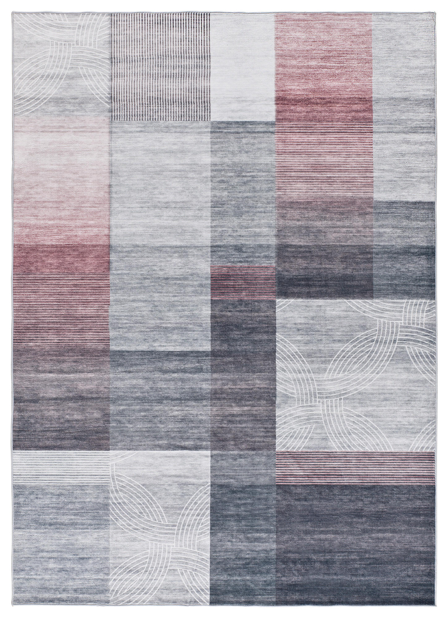 Atticgo Flachwebeteppich Grau, Rosa 80x150 cm