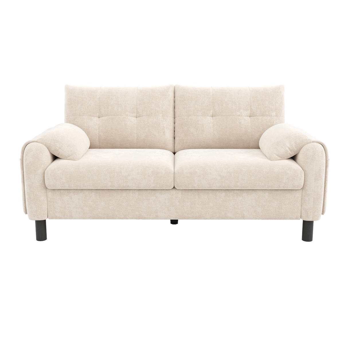 2-SITZER Sofa Chenille mit Seitentaschen und 2 Kissen 158/80/88,5 cm Beige - Beige, Textil (80/88.5/158cm) - Redom